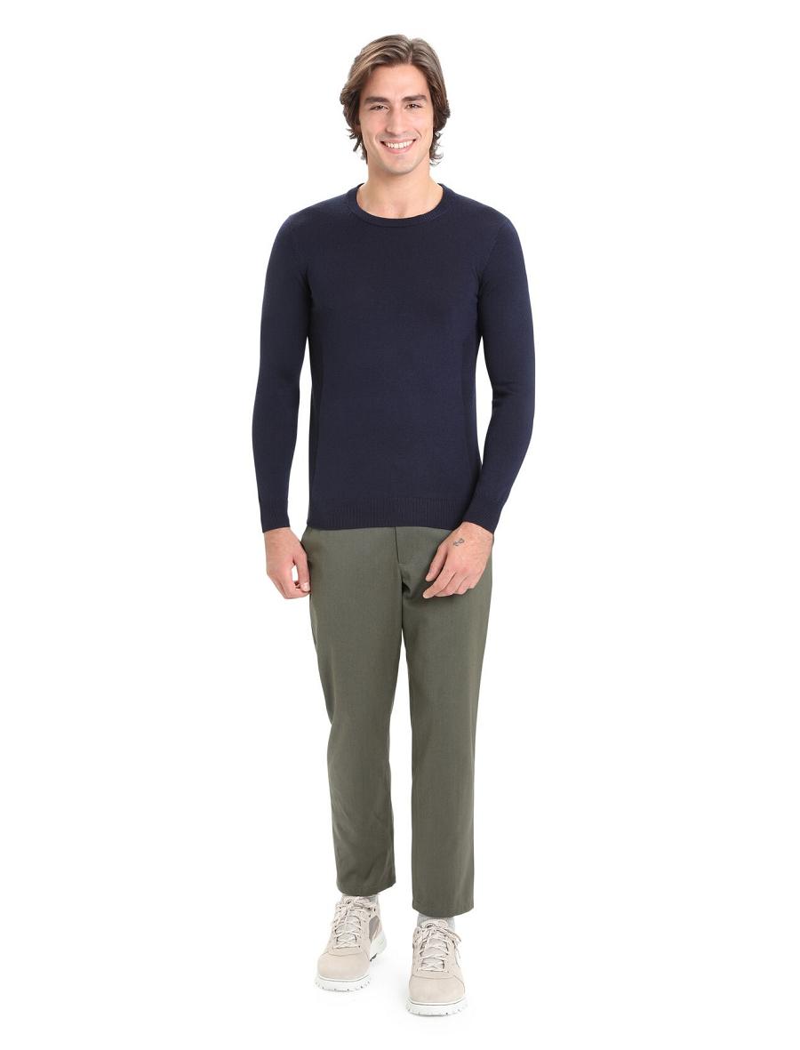 Midnight Navy Icebreaker Merino Shearer Crewe Men's Sweaters | AU 1214BEXC